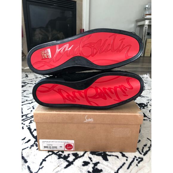 Christian Louboutin Red Bottom Orlato Black Spike Sneakers Size 45 New In Box - Picture 5 of 12